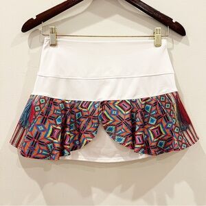 Lucky In Love Tennis Skort Womens Extra Small White Multicolor Geometric Print